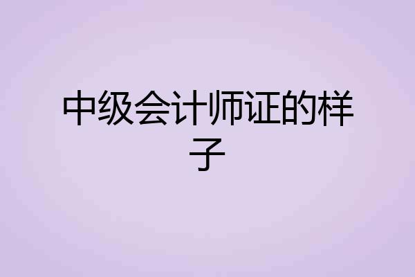 中级会计师证的样子