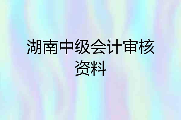 湖南中级会计审核资料