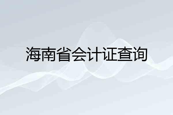 海南省会计证查询
