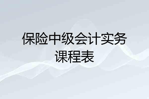 保险中级会计实务课程表