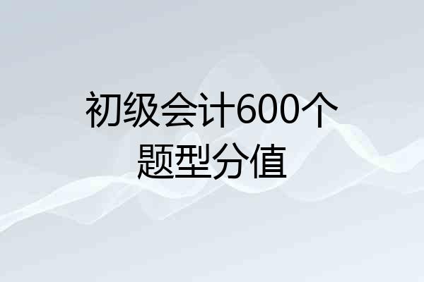 初级会计600个题型分值