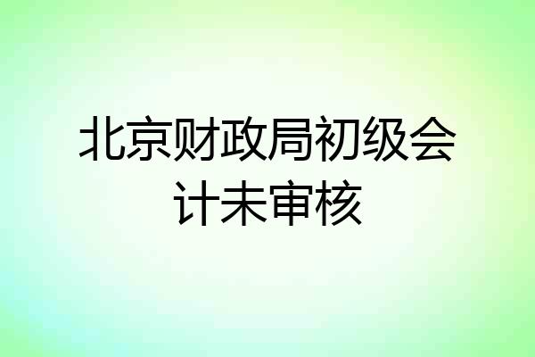 北京财政局初级会计未审核