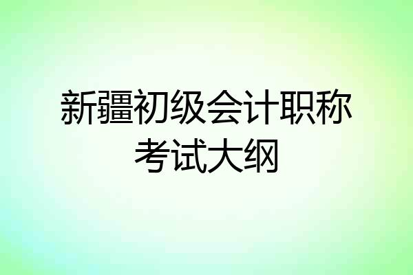 新疆初级会计职称考试大纲