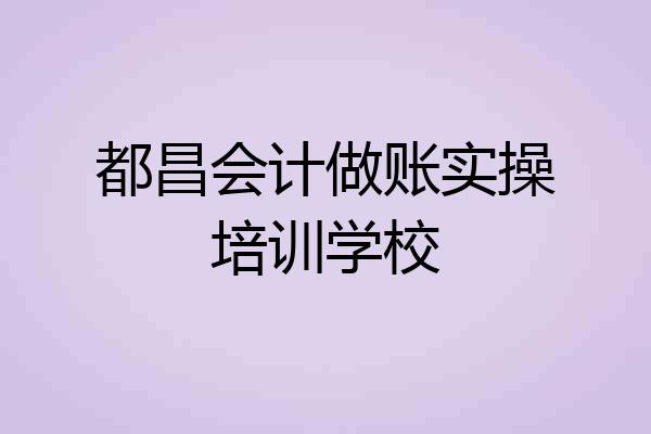 都昌会计做账实操培训学校