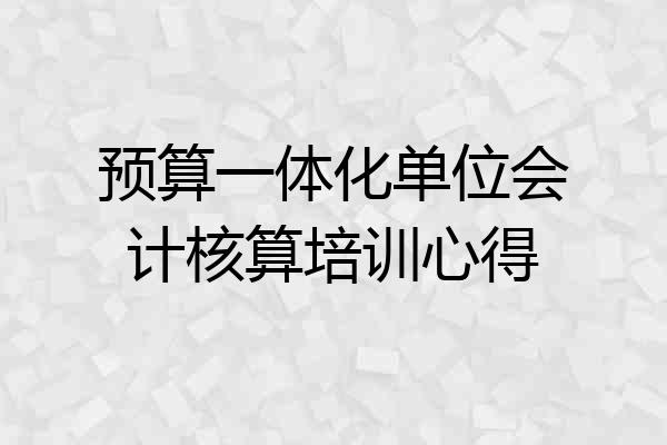 预算一体化单位会计核算培训心得