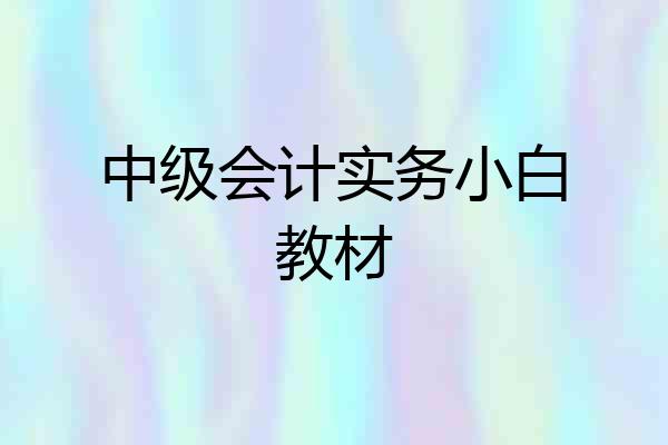 中级会计实务小白教材