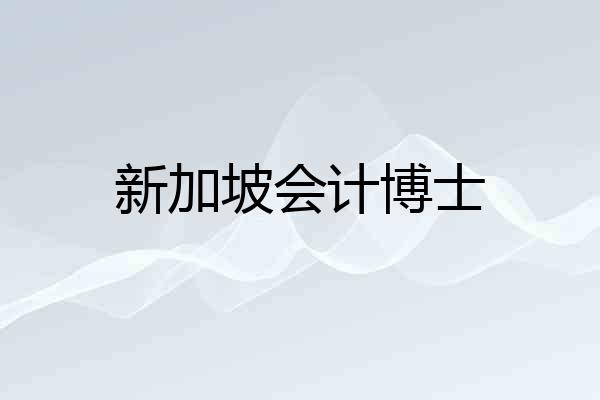 新加坡会计博士