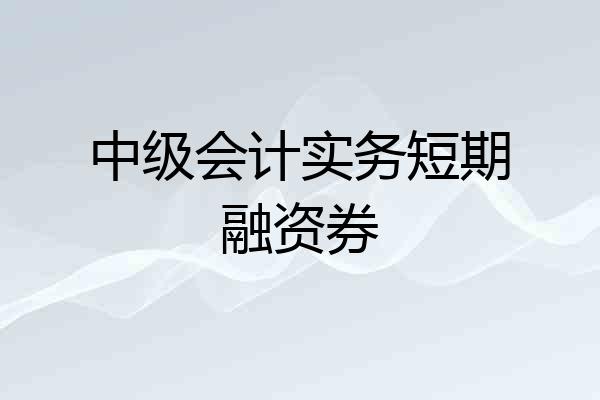 中级会计实务短期融资券