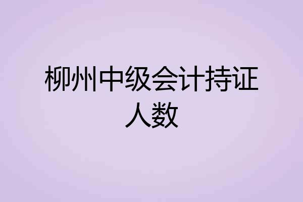 柳州中级会计持证人数