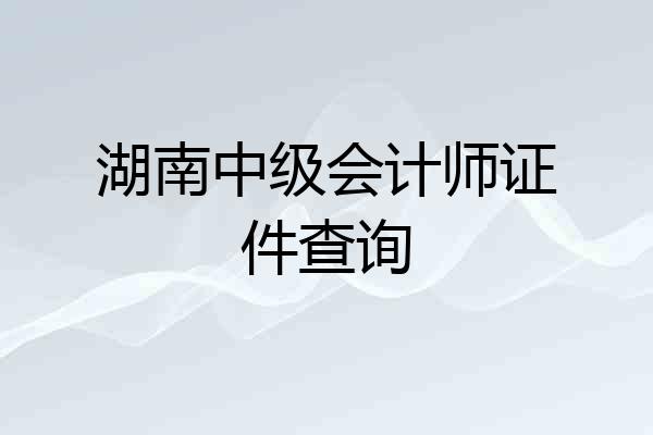 湖南中级会计师证件查询