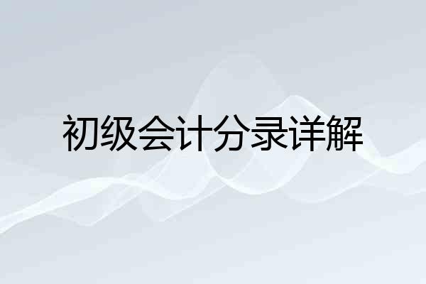 初级会计分录详解