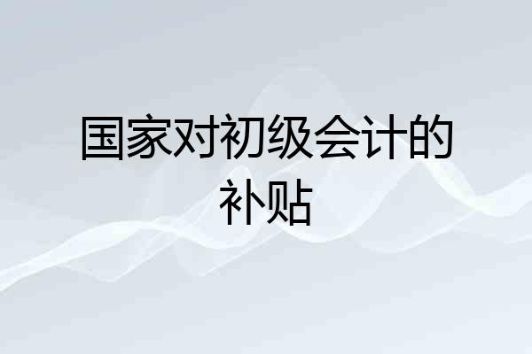 国家对初级会计的补贴