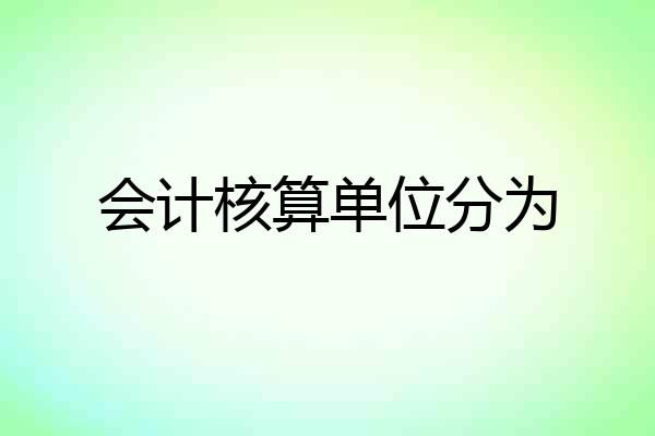 会计核算单位分为