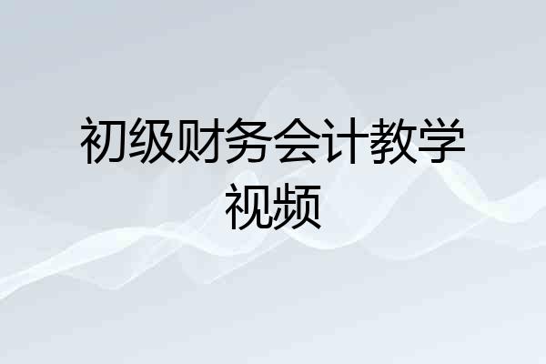 初级财务会计教学视频