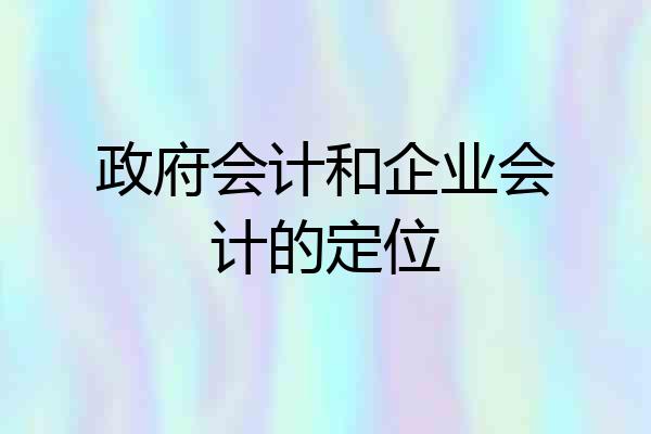 政府会计和企业会计的定位