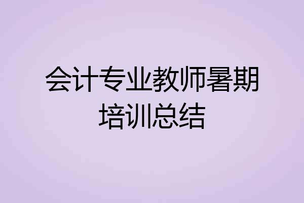 会计专业教师暑期培训总结