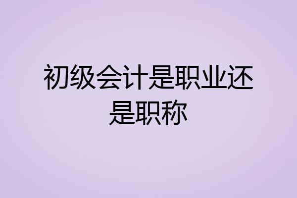 初级会计是职业还是职称