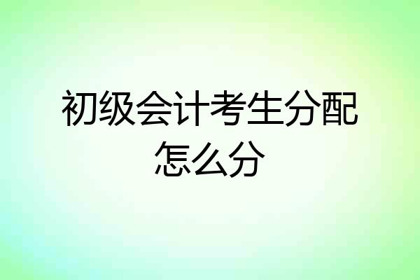 初级会计考生分配怎么分