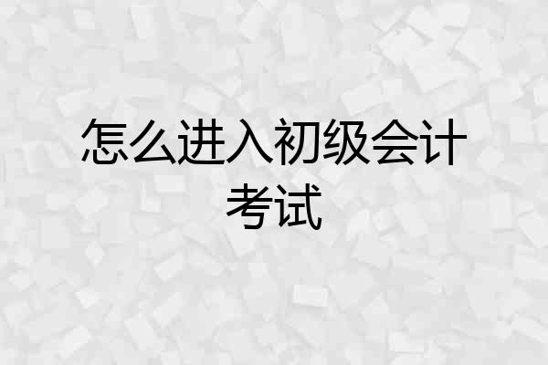 怎么进入初级会计考试
