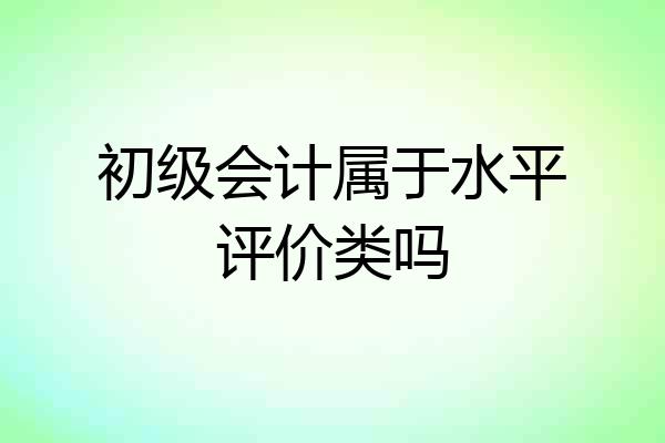 初级会计属于水平评价类吗