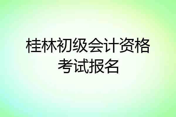 桂林初级会计资格考试报名