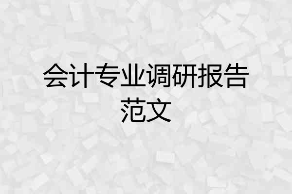 会计专业调研报告范文