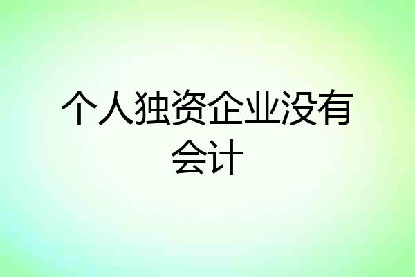 个人独资企业没有会计
