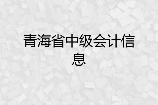 青海省中级会计信息