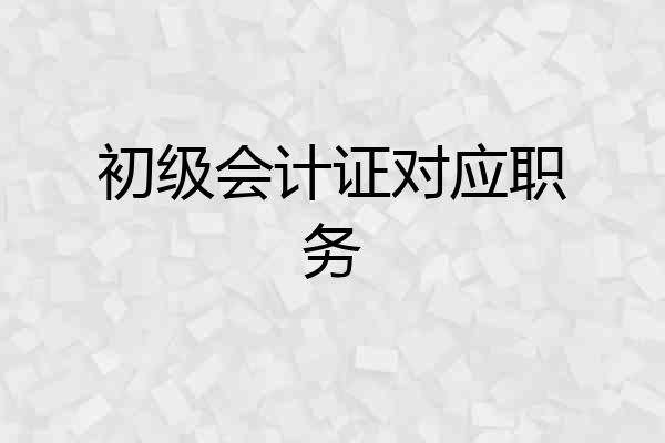 初级会计证对应职务