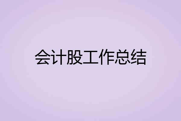 会计股工作总结