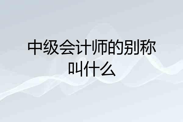 中级会计师的别称叫什么