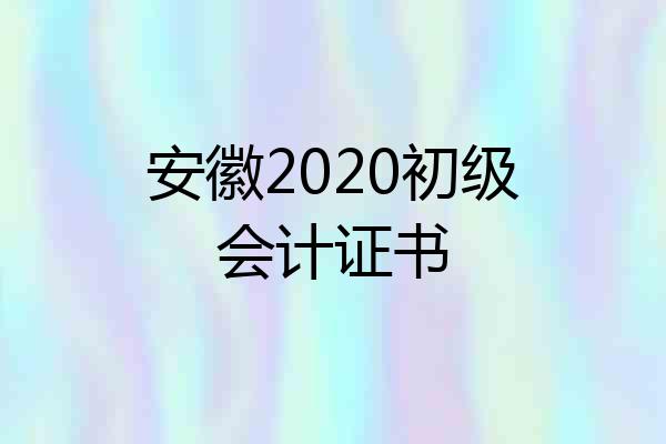 安徽2020初级会计证书