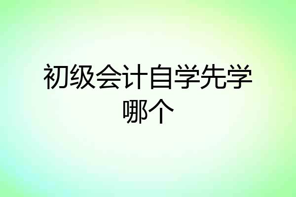 初级会计自学先学哪个