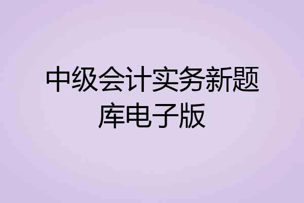 中级会计实务新题库电子版