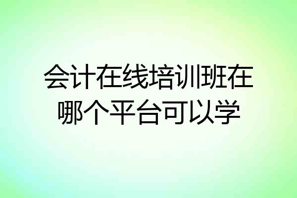 会计在线培训班在哪个平台可以学