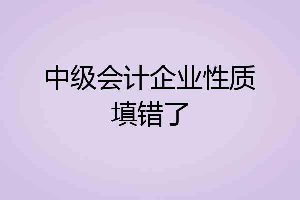 中级会计企业性质填错了