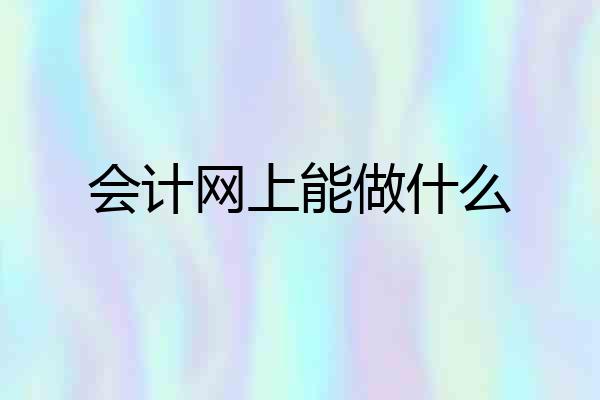 会计网上能做什么