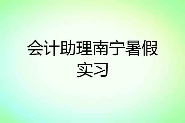 会计助理南宁暑假实习