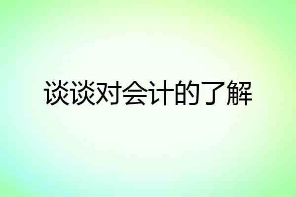 谈谈对会计的了解