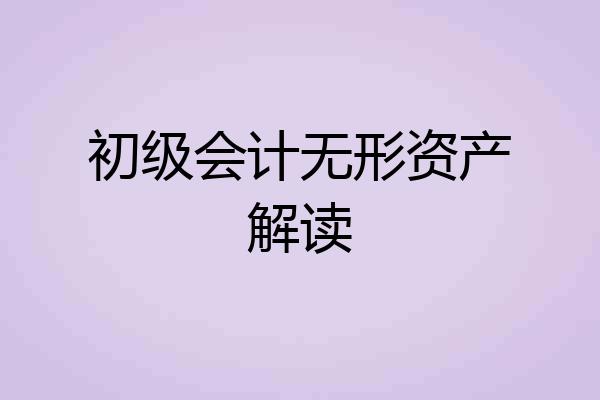 初级会计无形资产解读