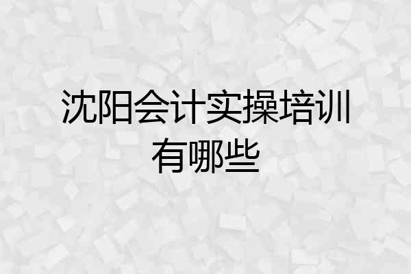 沈阳会计实操培训有哪些