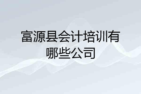 富源县会计培训有哪些公司