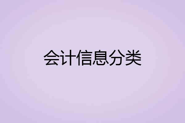 会计信息分类