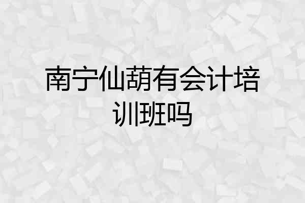 南宁仙葫有会计培训班吗