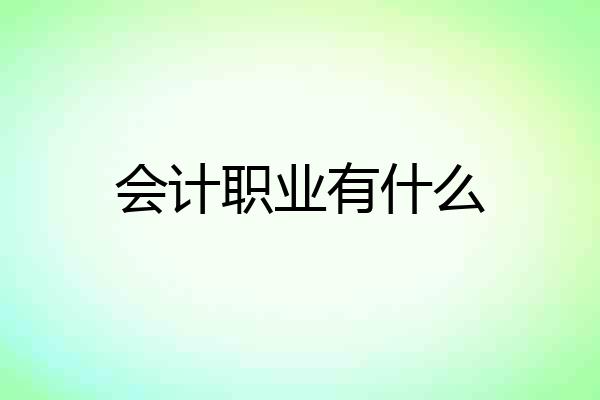 会计职业有什么
