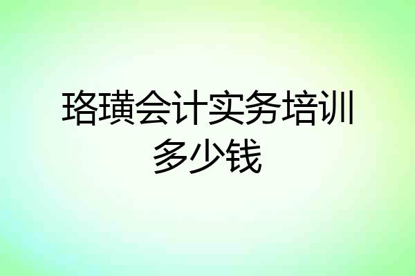 珞璜会计实务培训多少钱