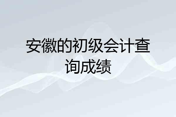 安徽的初级会计查询成绩