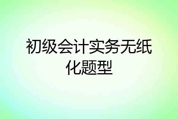 初级会计实务无纸化题型
