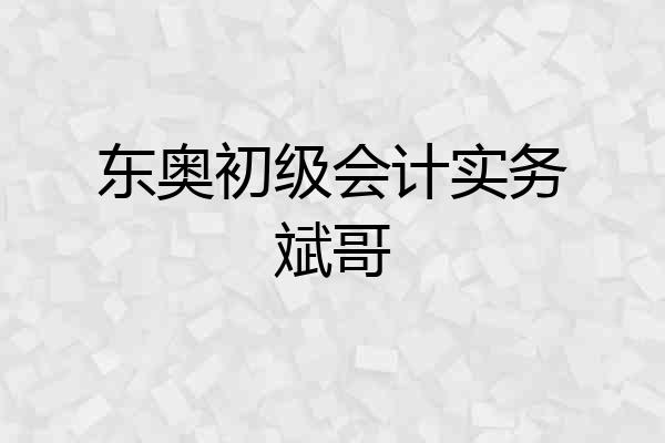 东奥初级会计实务斌哥