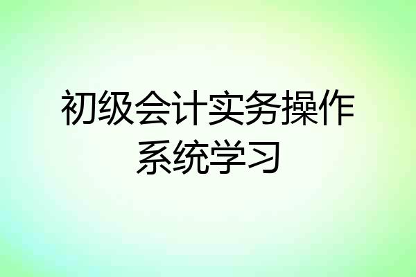 初级会计实务操作系统学习
